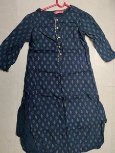 Blue Printed Kurti with Long Sleeves