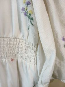 Floral Embroidered White Dress With Lining (Astar)