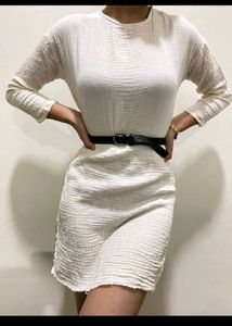 White Textured Dress