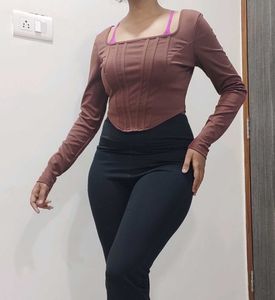 NEWME Full Sleeves Brown Top