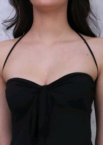 Fitted Halter Neck Textured Handkerchief Top