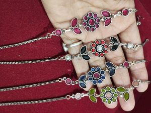 Colorful Stone Floral Charm Anklets