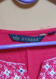 Red Embroidered Kurta