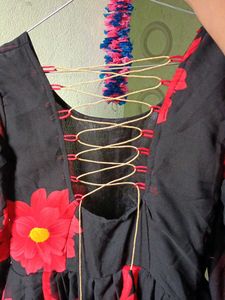 Floral Print Maxi Dress with black skirt