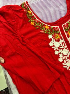 red embroidery suit