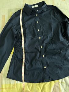 Original Mango Navy Blue Button-Down Shirt