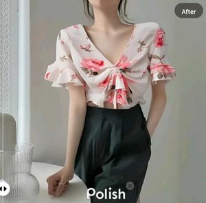 New With Tag Korean Floral Crop Top
