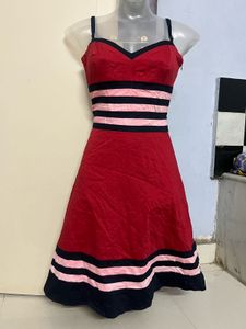 Yk21 Red Flared Pincess Designer One Piece