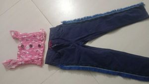 Hopscotch Pink Floral Top and Jeans set