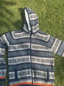 knitted Patterned Zip-Up Hoodie