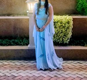 Baby Blue Organza Festive Lehanga