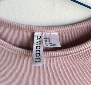H&amp;M Ribbed Crop Top - Dusty Pink