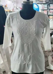 Chikankari-Style Cotton Kurti
