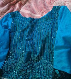 Teal Embellished Anarkali Dress