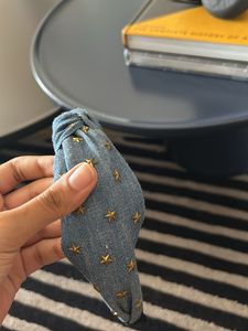 H&amp;M DENIM STAR STUDDED HAIRBAND