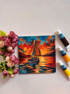 Mini Sunset Sailboat Artwork Painting