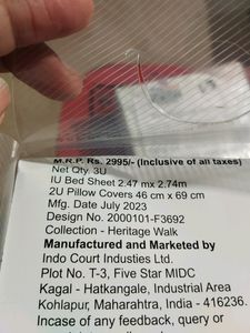 King size Bedsheet+ 2 Pillow cover
