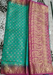 Green & Pink Silk Saree