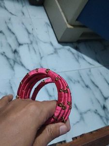Pink Silk Thread Bangles