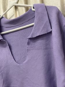 Lavender Cropped Polo Top