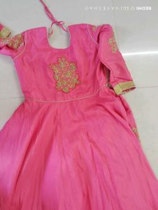 Pink &amp; Gold Anarkali Dress