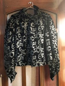 ZARA Black Velvet Top with Baroque sleeves