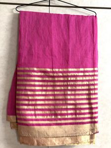 Pink Super Net Zari Saree