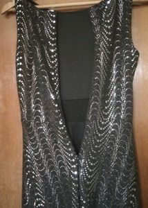 MISS POEM Brand New Mirror sequence midi dress