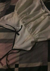 Cream Lace-Trimmed Top