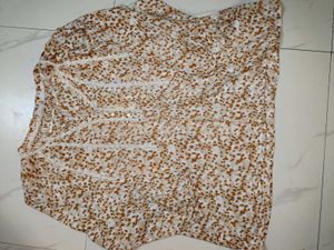 Brown Print Sheer Top