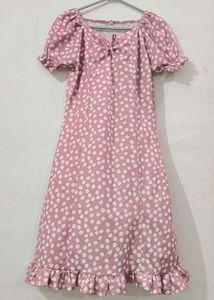 Pink Polka Dot Midi Dress
