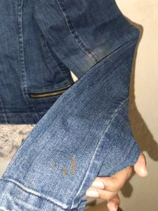 Denim Jacket with Lace Trim