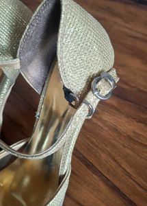 Gold Pointed Strapped Heels