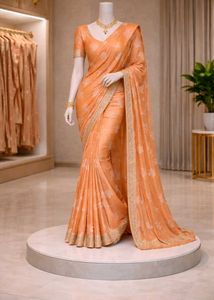 Elegant peach Floral Saree