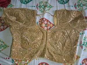 Preloved Velvet Golden Blouse With Sequins