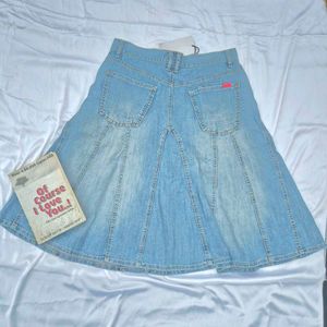 Y2K Denim Pleated Skirt