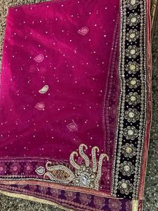 Elegant Purple Velvet Lehenga Choli Set