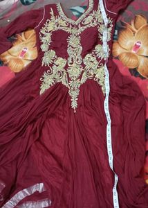 Maroon Colour Gown Beutiful And Attractive