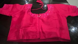 Pink Embroidered Saree Blouse
