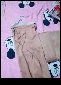 Beige Pajama Top with Dark Green Trim