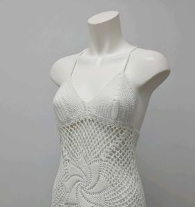 White Crochet Mini Dress