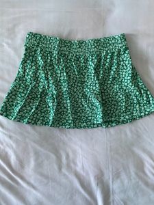 Green Floral Mini Skirt