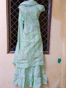 Mint Green Embroidered Sharara Suit