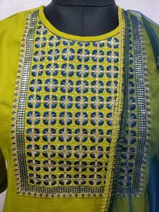 Stylish Green Embroidered Kurti with Dupatta
