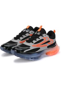 Sporty Black Grey Orange Athletic Sneakers
