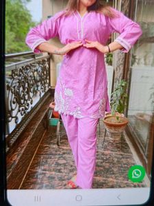 Pink Embroidered Kurta Set
