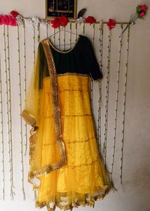 Long Frock With Dupatta For Haldi Ceremony