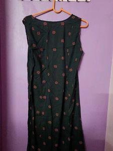 Floral Print Black Kurta With Maroon Coat