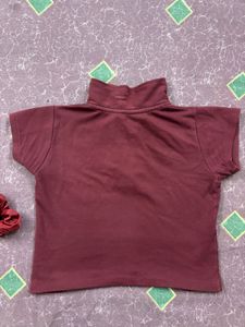 Maroon Solid Crop Top