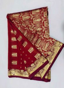 Maroon &amp; Gold Dress Material